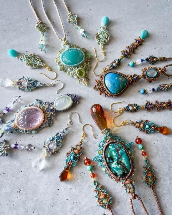 マクラメペンダント&マクラメピアスセット