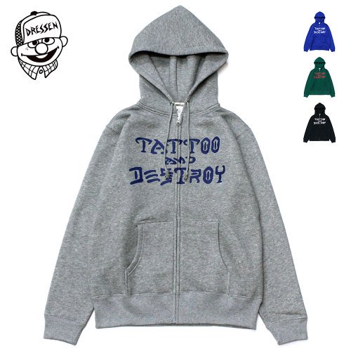 DRESSEN SKATES (ドレッセンスケーツ) TATTOO AND DESTROY Zip-up Hoodie