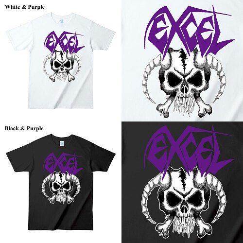 クロスオーバーハードコアバンド EXCEL のマーチャンダイズ 【メール便送料無料】 EXCEL (エクセル) SKULL u0026 HORN T  SHIRT - O.S.S.