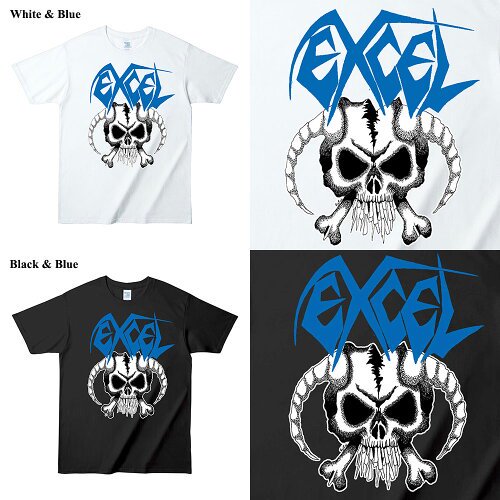 クロスオーバーハードコアバンド EXCEL のマーチャンダイズ 【メール便送料無料】 EXCEL (エクセル) SKULL u0026 HORN T  SHIRT - O.S.S.