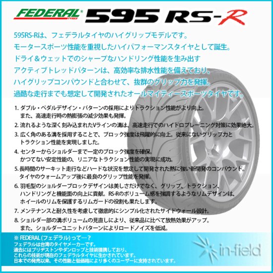 595RS-R 235/45ZR17 94W FEDERAL フェデラル ハイグリップ・スポーツ系タイヤ 235/45-17 -  タイヤ販売のイン・フィールド☆平日15時まで即日発送！