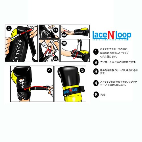 Lace N' Loop［レースンループ］紐式グローブ用ストラップ（ペア）（黒