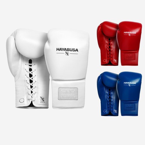 【取寄せ商品】 HAYABUSA [ハヤブサ] プロ レース ボクシンググローブ（紐式）白／赤／青（12oz ～ 16oz）／ Pro Lace  Boxing Gloves White/Red/Blue