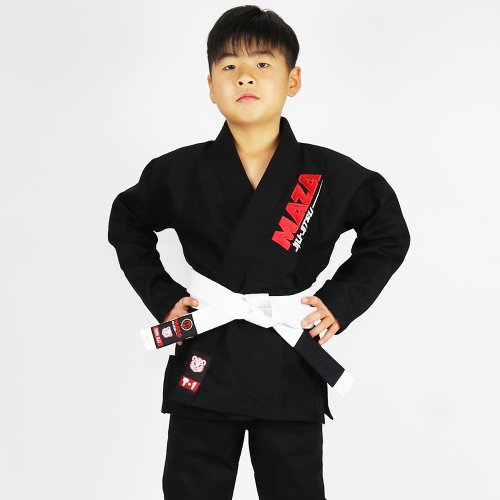 MAZA［マザ］ KIDS BJJ Gi キッズ ブラジリアン柔術着 T-1 （黒）白帯付きセット