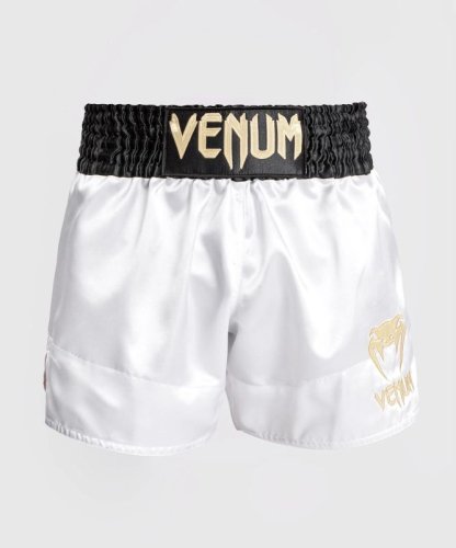 VENUM [ヴェヌム]　ムエタイショーツ　Classic - クラシック（白/黒/ゴールド） ／ Muay Thai Shorts -  White/Black/Gold