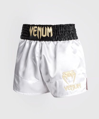 VENUM [ヴェヌム]　ムエタイショーツ　Classic - クラシック（白/黒/ゴールド） ／ Muay Thai Shorts -  White/Black/Gold