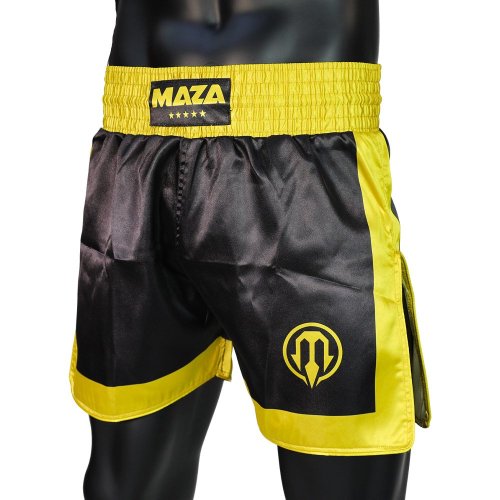 MAZA［マザ］ キックボクシングショーツ（黒/ゴールド）／ kickboxing shorts - black/gold