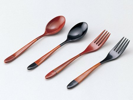 塗分 カレースプーン・フォーク(大) 各種 - 鷹休漆器店〈越中富山 伝統の魚津漆器〉夫婦椀・カップ・内祝・結婚ギフト・長寿・弔事・記念品など  漆器の通販サイト