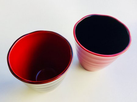 美月フリーカップペア 朱・溜 - 鷹休漆器店〈越中富山 伝統の魚津漆器