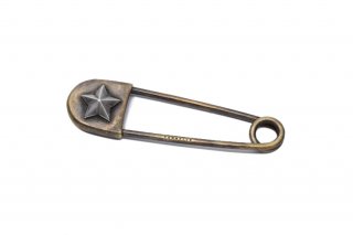 SAFETY PIN 5 STAR (S) silver x brass