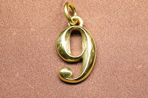 NUMBER 9 CHARM -HIGH POLISHED BRASS-