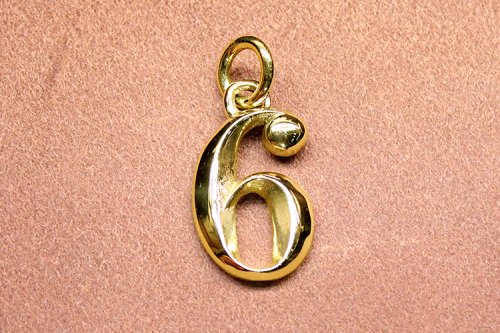 NUMBER 6 CHARM -HIGH POLISHED BRASS-