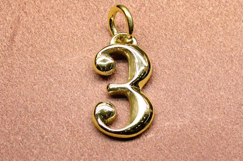 NUMBER 3 CHARM -HIGH POLISHED BRASS-