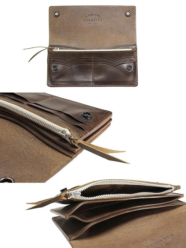 TRACKER LEATHER WALLET トラッカーウォレット カーキグレー