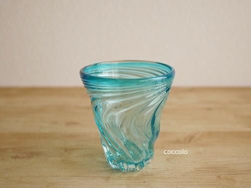 昭和レトロ ガラス製 琉球ガラス 耳付き 花瓶 花器 華道