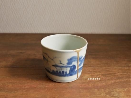 古伊万里 江戸後期頃 染付 蕎麦猪口 向付 柳と千鳥図柄 骨董品 食器 - 雑貨