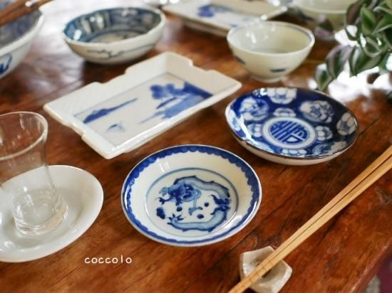 【古伊万里　印判手】アンティーク　印判　染付 アンティーク器 古い和食器(印判手・染付・染錦) 和食器通販