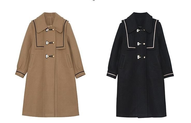 2L-5L ダブル襟デザイン ロング ダッフルコート【papillonshop】大きい 