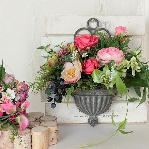 アイアンウォールデコS・ピンク-アーティフィシャルフラワー - 造花