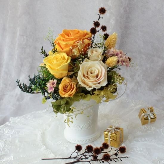 商談中　プリザーブドフラワーアレンジ　No.178 秋のオレンジアレンジ 商談中 プリザーブドフラワーアレンジ No.178 秋のオレンジアレンジ