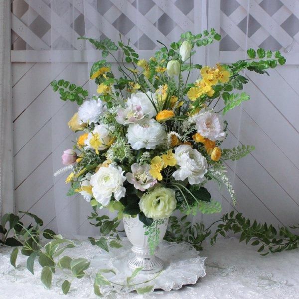 フレッシュグリーン・アレンジL-アーティフィシャルフラワー - 造花