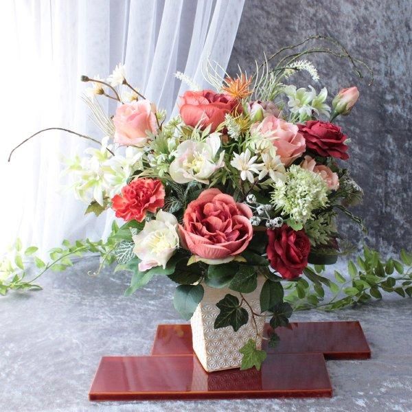 大正浪漫アレンジメント◇紅:アーティフィシャルフラワー - 造花・加工