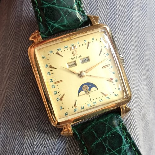 OMEGA 1950年代 K18 ムーンフェイズ トリプルカレンダー 金無垢 - 時代物屋 ピッカー（川尻商店）