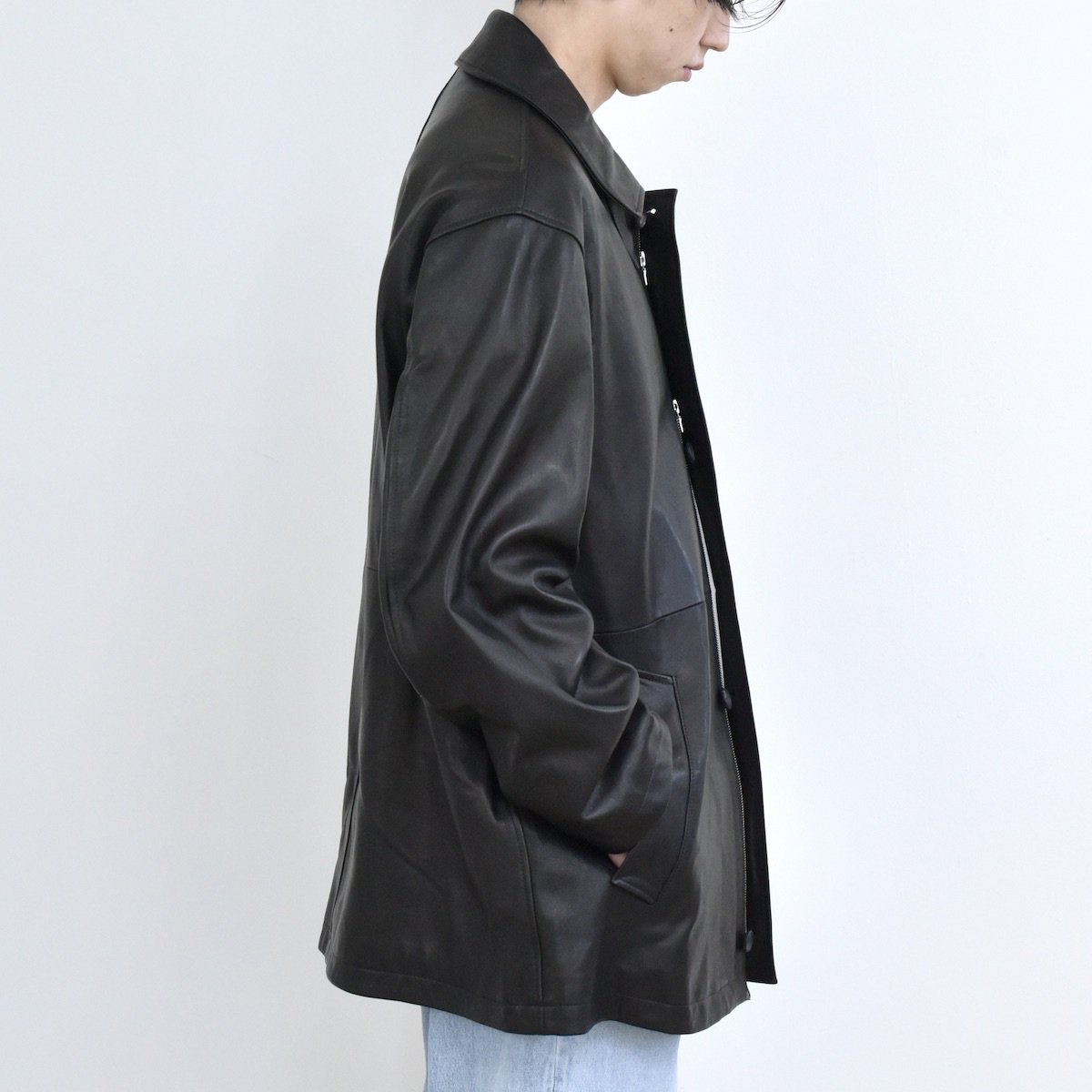 stein | Leather Zip Jacket (Black) - FFC.