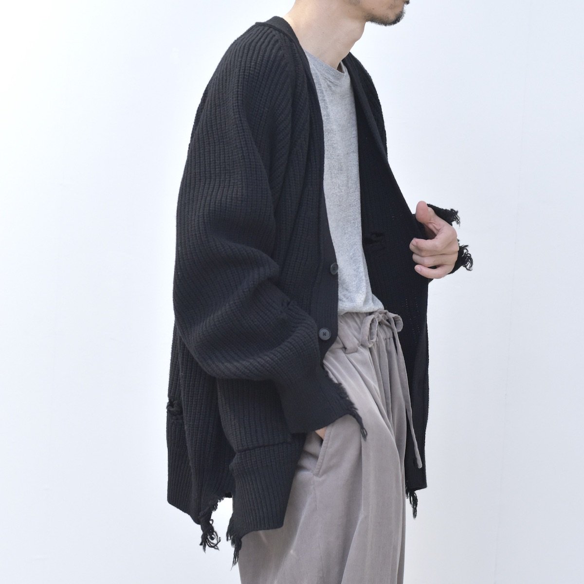 stein MILLED DAMAGE KNIT CARDIGAN OFF - トップス