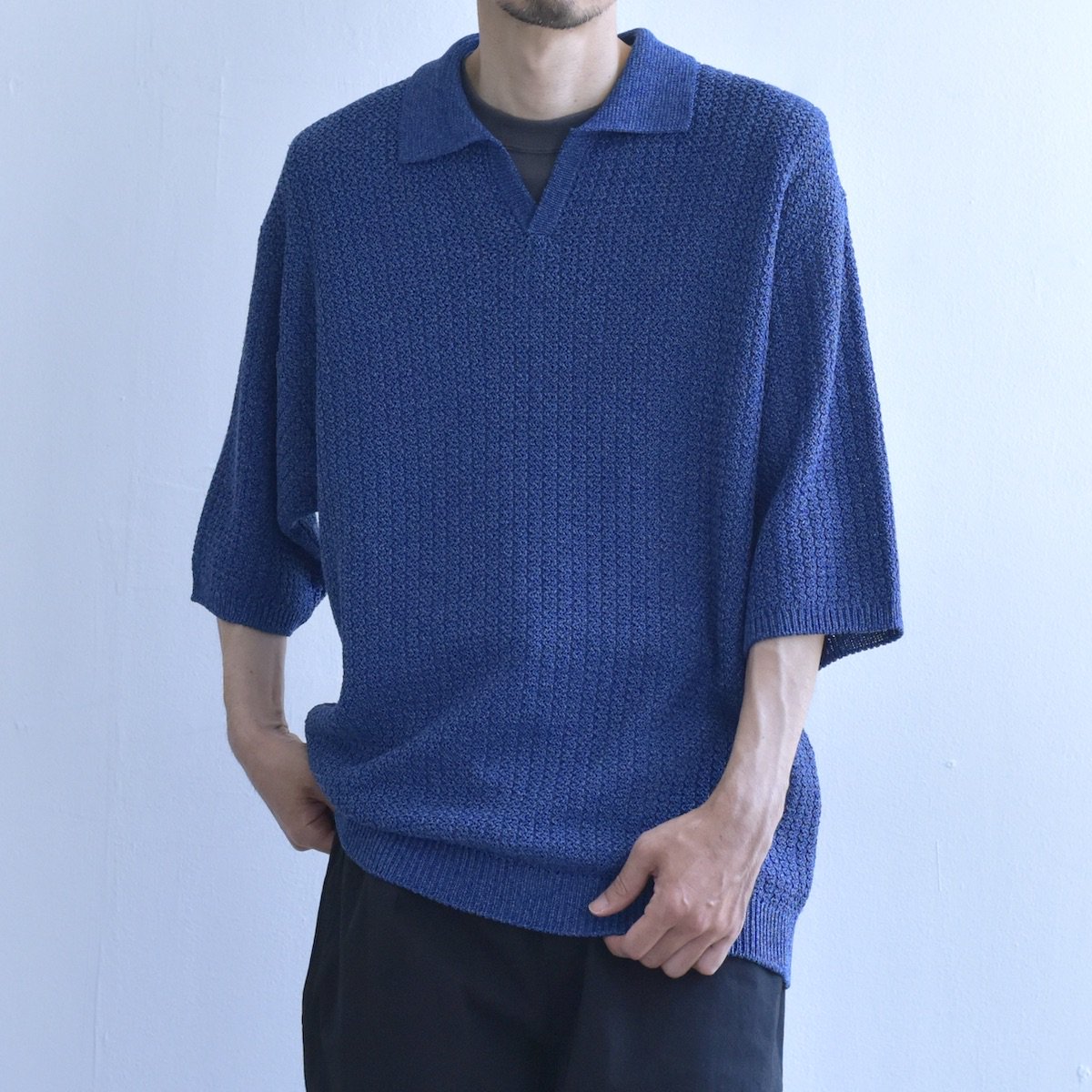 Blanc YM | Skipper Knit Shirt (Blue) - FFC.