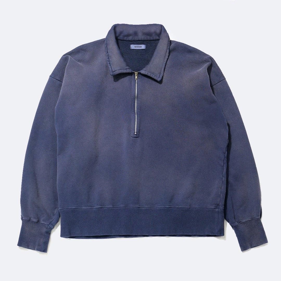 INTERIM(インテリム) - VINTAGE FADE HALF ZIP COLLAR SWEAT