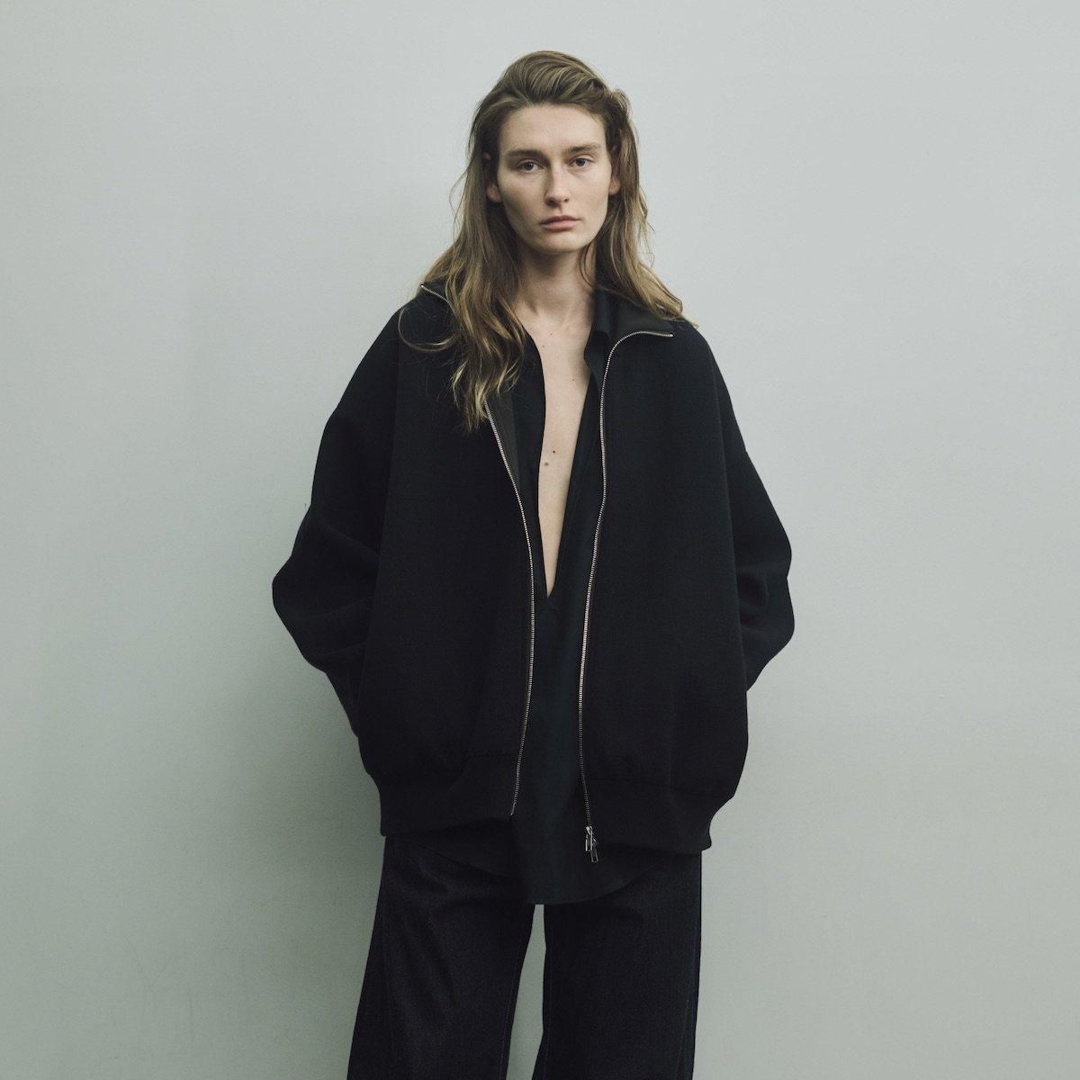 ssstein | Oversized Double Knit Zip Jacket (Black) - FFC.