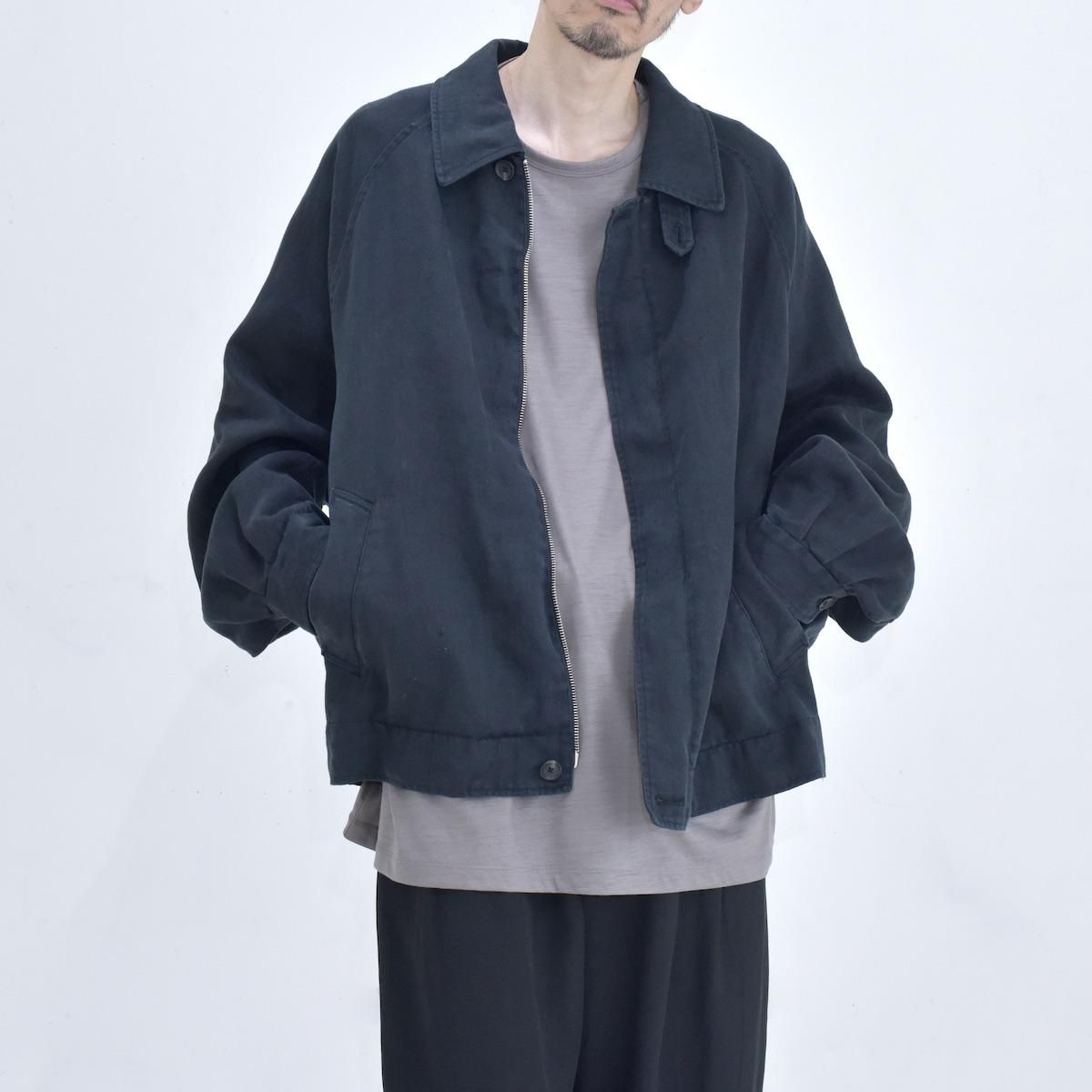 ssstein | Heavy Linen Herringbone Zip Jacket (Black) - FFC.