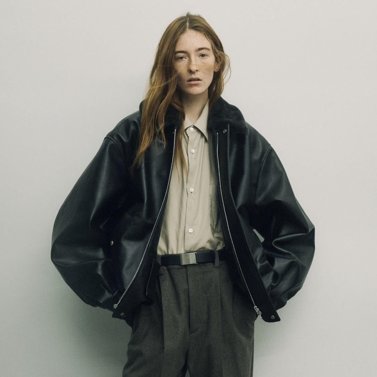 ssstein | Mouton Collar Sheep Leather Zip Jacket (Black) - FFC.