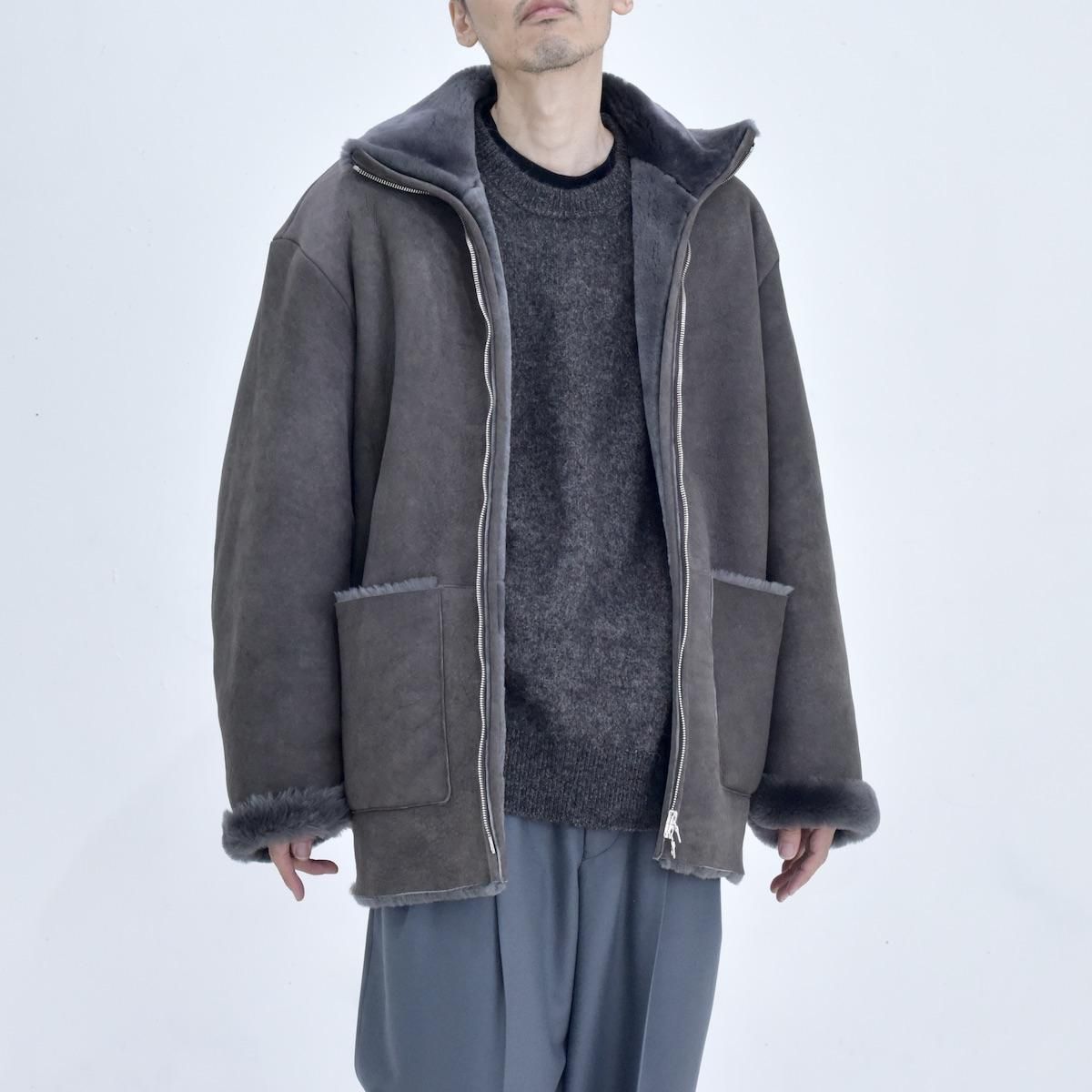 ssstein | Cut-Off Mouton Jacket (Gray Khaki) - FFC.