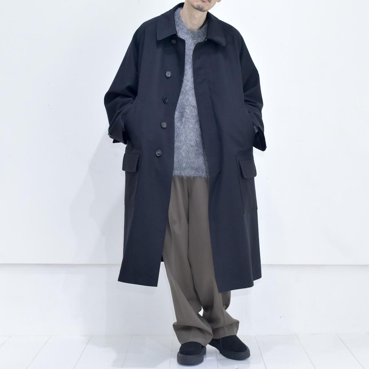 INTÉRIM | Military Wool Serge Hyper Big Hunting Over Coat (Black