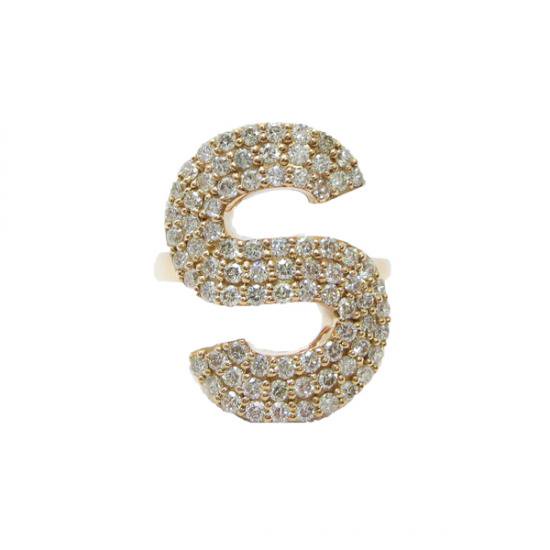 K18 Initial Diamonds Ring - ダイヤモンドジュエリーショップ To line