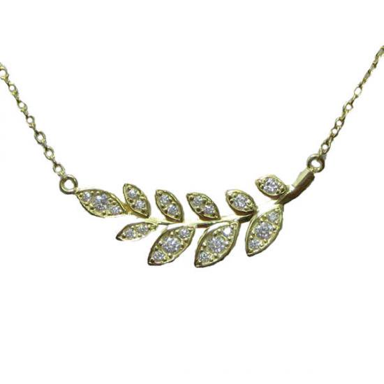 K18YG Leaf Necklace 0.3ct - ダイヤモンドジュエリーショップ To line