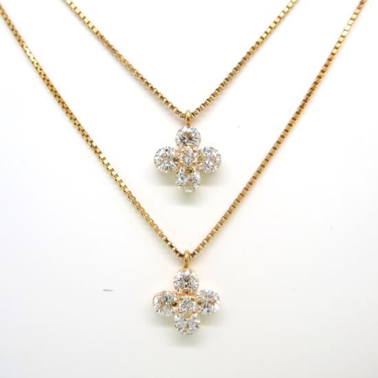 K18YG ダイヤモンドネックレス 0.32ct/D0.34ct - ダイヤモンドジュエリーショップ To line