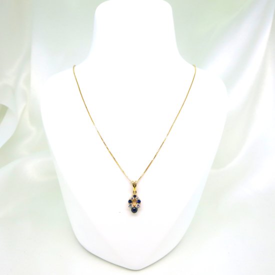 K18YG サファイヤ/ダイヤモンドネックレス S0.38ct/D0.20ct - ダイヤモンドジュエリーショップ To line