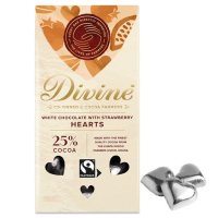 【Divineフェアトレードチョコレート】 ストロベリーホワイト ハートチョコレート 80g