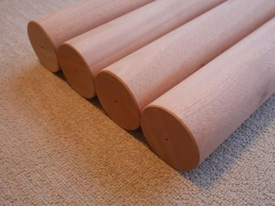 マホガニー直径85φストレート丸脚4本セット 取付金具付き 無塗装