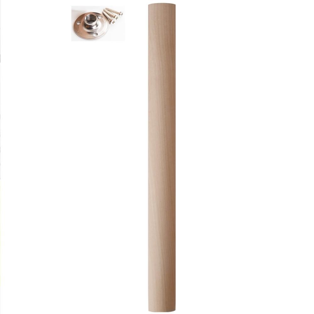 55φ木製テーブル丸脚 取付金具付 単品一本 - 【木の脚ドットコム