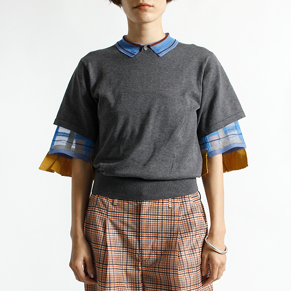 【冬バーゲン★特別送料無料！】 check knit top-チェックニットトップ-TOGA PULLA（トーガプルラ ニット/セーター