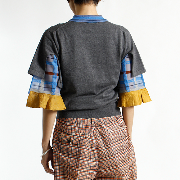 check knit top-チェックニットトップ-TOGA PULLA（トーガプルラ