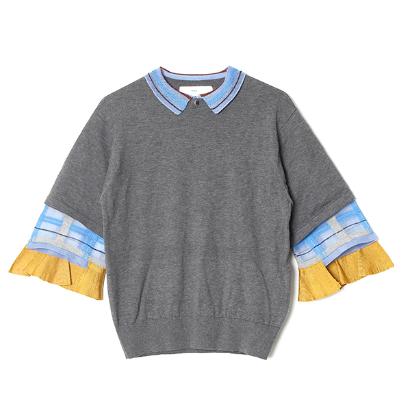 TOGA PULLA/トーガプルラ】Lace knit polo shirt：ニット