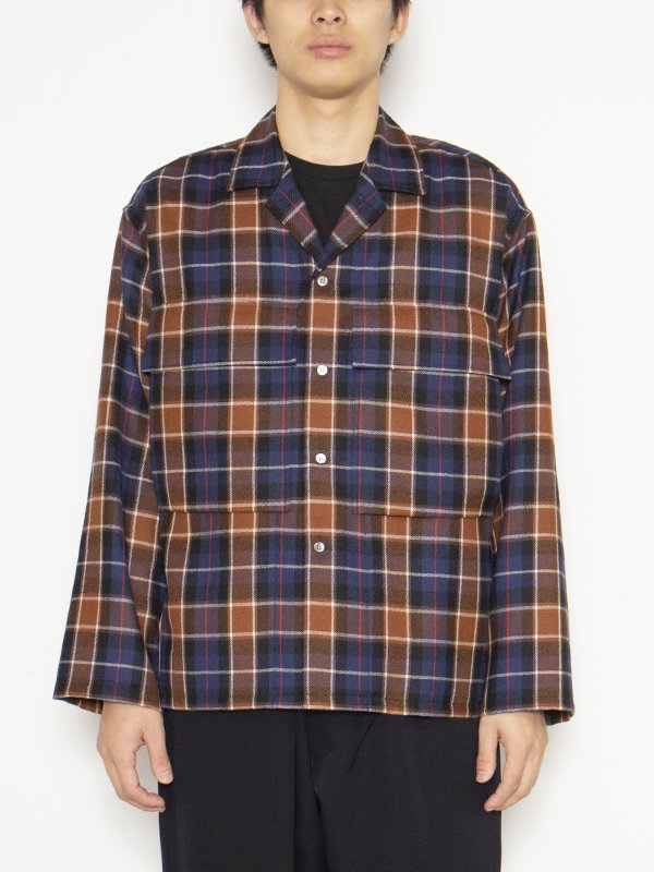 Wool check military shirt-ウールチェックミリタリーシャツ ...