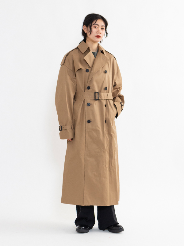 【HYKE】TRENCH COAT/BIG FIT SIZE 1寸法肩幅57身幅58着丈122