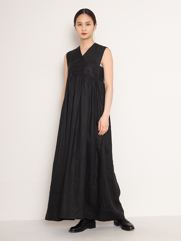 ベルギー製 HYKE LINEN MAXI DRESS リネンワンピース ハイク ブラック