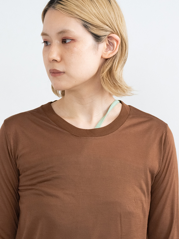 Baserange Long Sleeve TEE BAMBOO サーモンピンク - Tシャツ